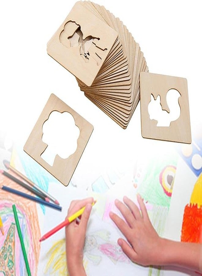 Curious Button Wooden Painting Stencil kit (15 pcs) with Crayons, Water Color pens and Pencil Colors (not Included), DIY Wooden Drawing Stencil, Colouring Puzzle kit - Image 3